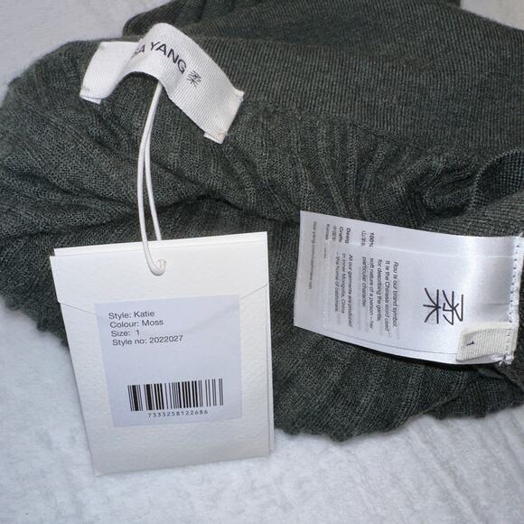 Lisa Yang Katie Skirt Side Button Long Tulip Hem Ribbed Cashmere Moss Size 1 S/M - Picture 10 of 16